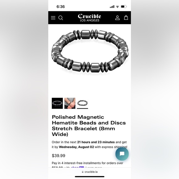 Polished Magnetic Hematite Beads and Discs Stretch Bracelet - Picture 5 of 6